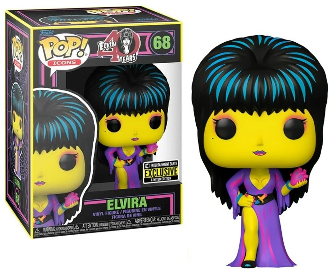 Funko Pop Icons Elvira 40 Years Black Light Exclusive # 68